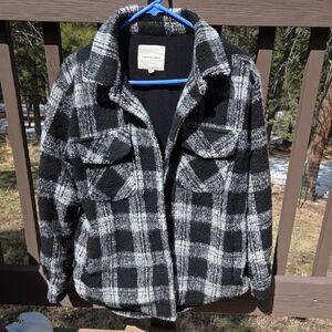 Thread & Supple Black and White Plaid Shirt Jacket